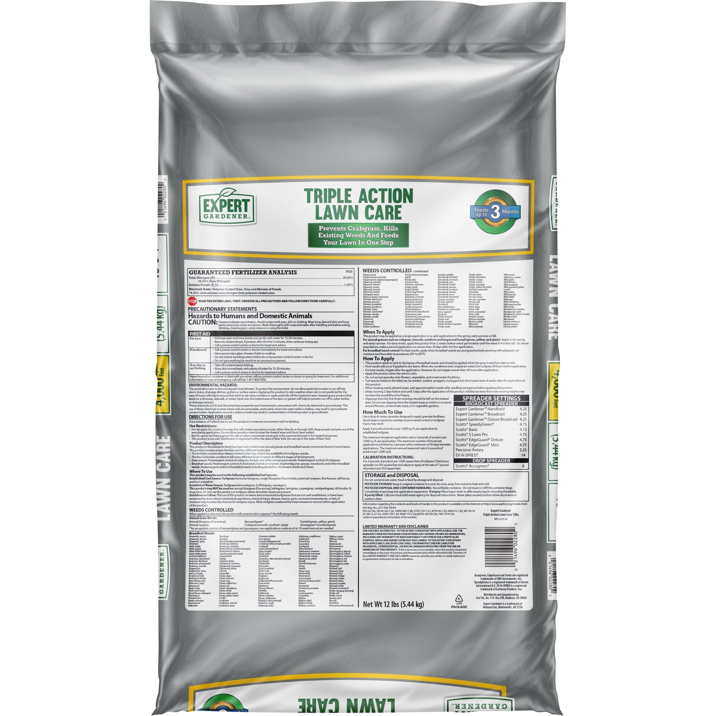 Triple Action Lawn Food Fertilizer, 12 Lb. Covers 4,000 Sq. Ft.