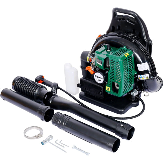 Backpack Leaf Blower, 63.3Cc 2-Cycle Engine Gas Powered Leaf Blower with Nozzle Extension and Adjustable Straps for Lawn Garden Care, Max 750CFM